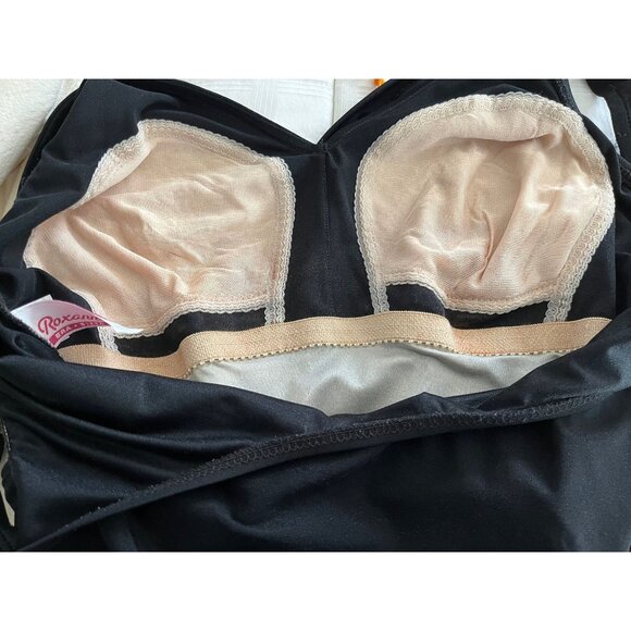 Vintage 1950s " Roxanne Bra Sized" Black Adjustable Straps One-Piece Swimsuit At - Picture 5 of 9